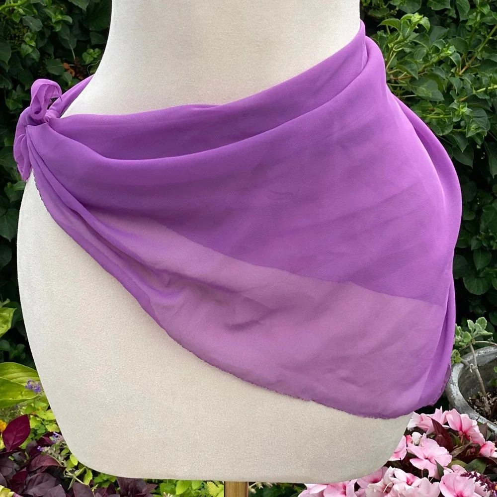 Y2K Scarf Top Women's OS Purple Micromesh Sarong Festival Fairycore Sheer Beachy